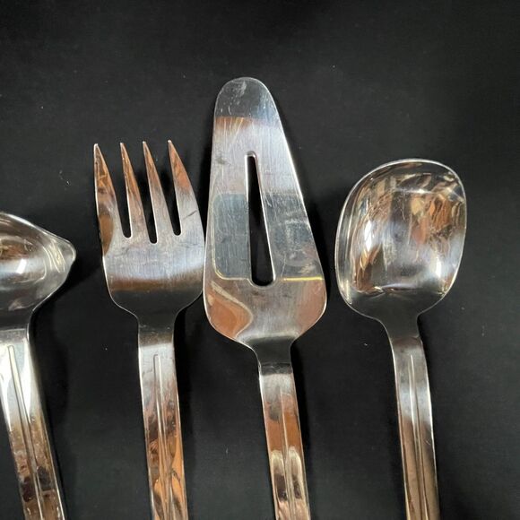 Oxford Hall San Remo Serving Set of 4 Soup Spoon Serving Fork Pie - Picture 3 of 6